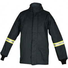 Oberon - Size XL Arc Flash Coat - Black, Aramid, Zipper with Hook & Loop Flap Closure, 46" Chest - Makers Industrial Supply