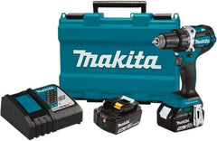 Makita - 18 Volt 1/2" Chuck Pistol Grip Handle Cordless Drill - 0-2000 RPM, Reversible, 2 Lithium-Ion Batteries Included - Makers Industrial Supply