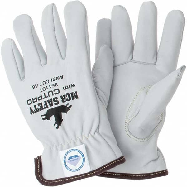 MCR Safety - Size L, ANSI Cut Lvl A4, Puncture Lvl 3, Goatskin Leather Cut Resistant Gloves - Makers Industrial Supply