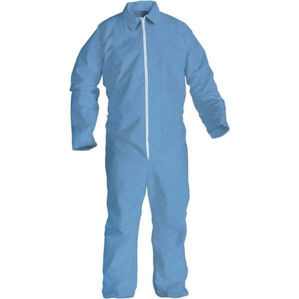 KleenGuard - Size 6XL FR Disposable General Purpose Coveralls - Blue, Zipper Closure, Open Cuffs, Open Ankles, Serged Seams - Makers Industrial Supply