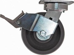 Caster Connection - 6" Diam x 2" Wide x 7-1/2" OAH Top Plate Mount Swivel Caster with Brake - Nylon, 1,500 Lb Capacity, Sealed Precision Ball Bearing, 4 x 4-1/2" Plate - Makers Industrial Supply