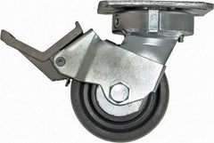 Caster Connection - 4" Diam x 2" Wide x 5-5/8" OAH Top Plate Mount Swivel Caster with Brake - Nylon, 1,000 Lb Capacity, Sealed Precision Ball Bearing, 4 x 4-1/2" Plate - Makers Industrial Supply