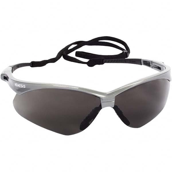 Jackson Safety - Smoke Lenses, Framed Safety Glasses - Anti-Fog, Scratch Resistant, Silver Nylon Frame, Size Universal, Wrap Around - Makers Industrial Supply