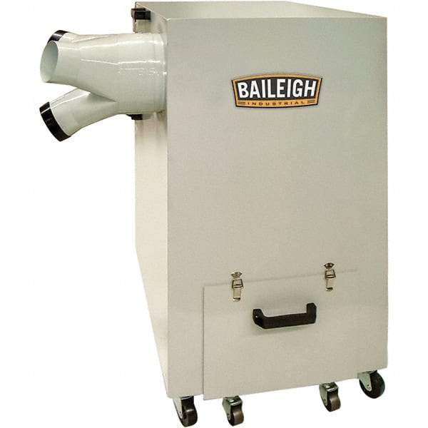 Baileigh - 5µm, 220 Volt Portable Metal Dust Collector - 30-1/2" Long x 21" Deep x 39-1/2" High, 4" Connection Diam, 1,450 CFM Air Flow, 10.4" Static Pressure Water Level - Makers Industrial Supply