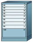 44.25 x 28.25 x 30'' (9 Drawers) - Pre-Engineered Modular Drawer Cabinet Counter Height (180 Compartments) - Makers Industrial Supply