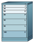 44.25 x 28.25 x 30'' (7 Drawers) - Pre-Engineered Modular Drawer Cabinet Counter Height (137 Compartments) - Makers Industrial Supply