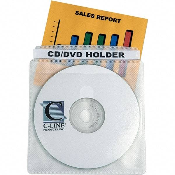 C-LINE - 50 Piece Clear/White CD/DVD Envelope - 5-3/4" High x 5.38" Wide - Makers Industrial Supply