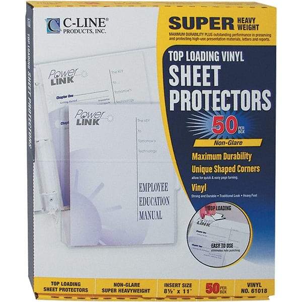 C-LINE - 50 Piece Clear Sheet Protectors-Ring Binder - 11" High x 8-1/2" Wide - Makers Industrial Supply