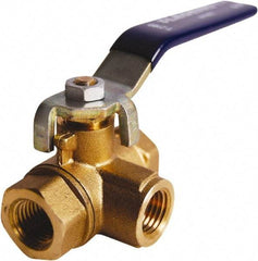 Legend Valve - 1-1/4" Pipe, Large Port, Brass Diverter Ball Valve - Inline - Three Way Flow, FIPT x FIPT x FIPT Ends, Lever Handle, 600 WOG, 150 WSP - Makers Industrial Supply