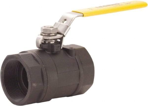 Legend Valve - 1-1/2" Pipe, Large Port, Carbon Steel Standard Ball Valve - 2 Piece, FNPT x FNPT Ends, Locking Lever Handle, 1,500 WOG, 150 WSP - Makers Industrial Supply