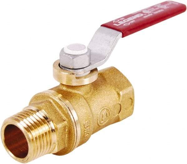 Legend Valve - 1" Pipe, Standard Port, Lead Free Brass Standard Ball Valve - 2 Piece, MNPT x FNPT Ends, Lever Handle, 400 WOG, 125 WSP - Makers Industrial Supply