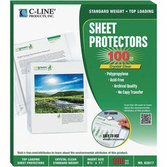 C-LINE - 100 Piece Clear Sheet Protectors-Ring Binder - 11" High x 8-1/2" Wide - Makers Industrial Supply