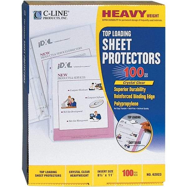 C-LINE - 100 Piece Clear Sheet Protectors-Ring Binder - 11" High x 8-1/2" Wide - Makers Industrial Supply