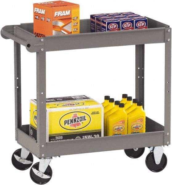 Tennsco - 150 Lb Capacity, 30" Wide x 16" Long x 32" High Service Cart - 2 Shelf, Steel, 2 Rigid/2 Swivel Casters - Makers Industrial Supply