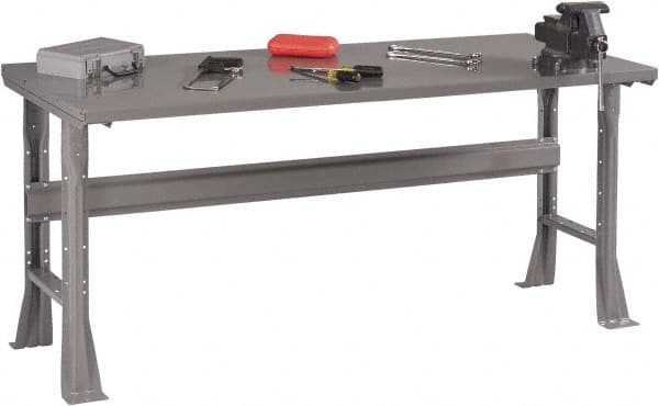 Tennsco - 60 Wide x 30" Deep x 33-1/2" High, 12 Gauge Steel Workbench - Fixed Flared Legs, Medium Gray - Makers Industrial Supply