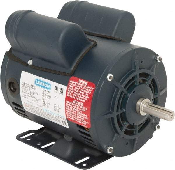 Leeson - 1/2 Max hp, 3,600 Max RPM, Electric AC DC Motor - 230 V Input, Single Phase, 56 Frame, 5/8" Shaft Diam, Rigid Base Mount, ODP Enclosure - Makers Industrial Supply