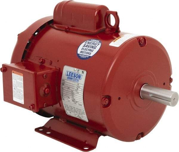 Leeson - 2 Max hp, 1,800 Max RPM, Electric AC DC Motor - 115/208-230 V Input, Single Phase, 182T Frame, 1-1/8" Shaft Diam, Rigid Base Mount, TEFC Enclosure - Makers Industrial Supply