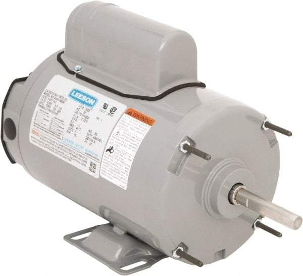 Leeson - 1/3 Max hp, 1,625 Max RPM, Electric AC DC Motor - 115/230 V Input, Single Phase, 48Y Frame, 1/2" Shaft Diam, Rigid Base Mount, TEAO Enclosure - Makers Industrial Supply