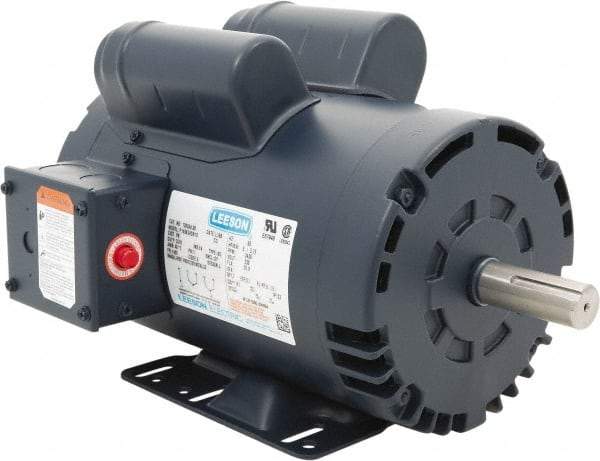 Leeson - 5 Max hp, 3,600 Max RPM, Electric AC DC Motor - 230 V Input, Single Phase, 145T Frame, 7/8" Shaft Diam, Rigid Base Mount, ODP Enclosure - Makers Industrial Supply