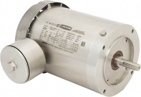 Leeson - 1 Max hp, 1,800 Max RPM, Premium Efficient Electric AC DC Motor - 230/460 V Input, Three Phase, 56C Frame, 5/8" Shaft Diam, C-Face Mount, TEFC Enclosure - Makers Industrial Supply