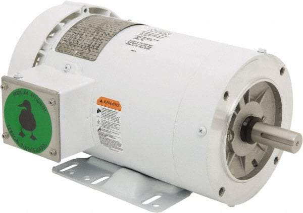 Leeson - 3 Max hp, 3,600 Max RPM, Premium Efficient Electric AC DC Motor - 230/460 V Input, Three Phase, 145TC Frame, 7/8" Shaft Diam, C-Face with Base Mount, TEFC Enclosure - Makers Industrial Supply