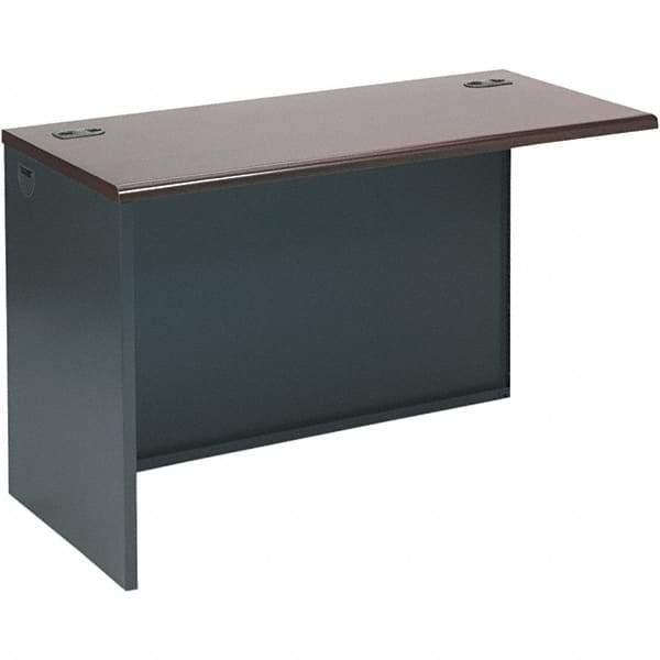 Hon - Steel-Reinforced High-Pressure Laminate Return/Bridge Shell Desk - 48" Wide x 24" Deep x 29-1/2" High, Mahogany/Charcoal - Makers Industrial Supply