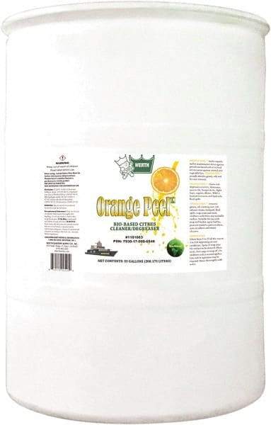 Werth Sanitary Supply - 55 Gal Drum Cleaner/Degreaser - Liquid, Biodegradable Cleaner & Degreaser, Butyl-Free, Phosphate-Free, Water-Based, No VOC, Orange - Makers Industrial Supply