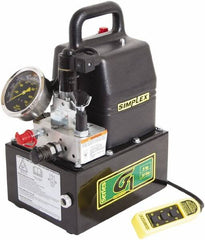 TK Simplex - 10,000 psi Electric Hydraulic Pump & Jack - 1 Gal Oil Capacity, 4-Way, 3 Position Valve, Use with Single Acting Cylinders, Advance, Hold & Retract - Makers Industrial Supply