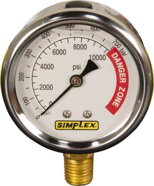 TK Simplex - Hydraulic Pressure Gages & Adapters Type: Liquid-Filled Gauge Pressure Rating: 0 - 10000 - Makers Industrial Supply