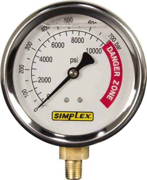 TK Simplex - Hydraulic Pressure Gages & Adapters Type: Liquid-Filled Gauge Pressure Rating: 0 - 10000 - Makers Industrial Supply