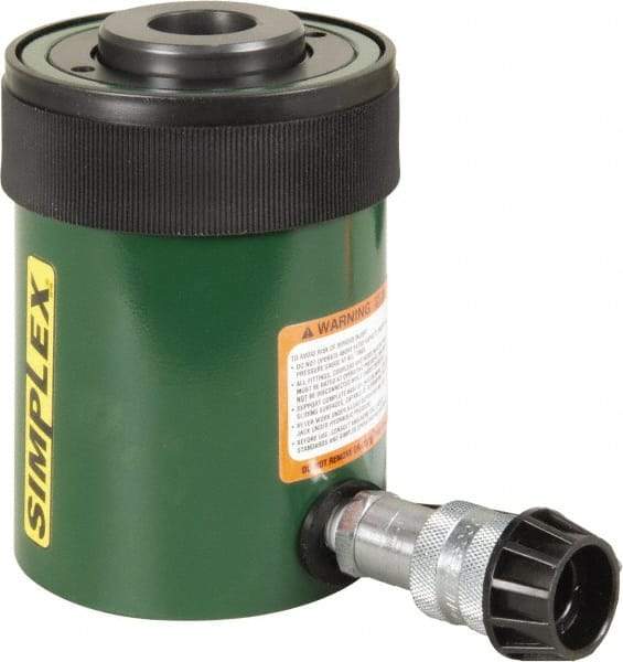 TK Simplex - 2-1/2" Stroke, 30 Ton Portable Hydraulic Hollow Hole Cylinder - 7.22 Sq In Effective Area, 18.05 Cu In Oil Capacity, 7.03 to 9.53" High, 2-1/2" Plunger Diam, 10,000 Max psi - Makers Industrial Supply