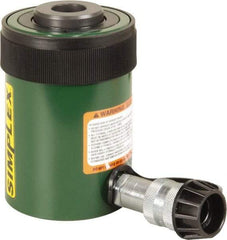 TK Simplex - 2" Stroke, 20 Ton Portable Hydraulic Hollow Hole Cylinder - 4.73 Sq In Effective Area, 9.46 Cu In Oil Capacity, 6.42 to 8.42" High, 2-1/8" Plunger Diam, 10,000 Max psi - Makers Industrial Supply