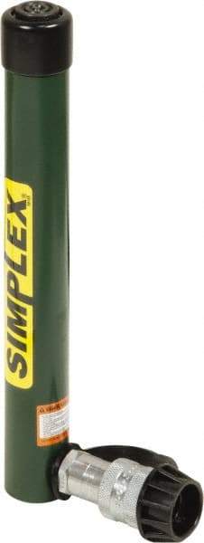 TK Simplex - 9-3/16" Stroke, 5 Ton Portable Hydraulic Single Acting Cylinder - 0.99 Sq In Effective Area, 9.07 Cu In Oil Capacity, 12.83 to 22.01" High, 1" Cyl Bore Diam, 1-1/8" Plunger Diam, 10,000 Max psi - Makers Industrial Supply