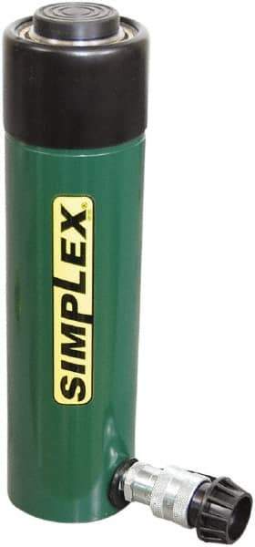 TK Simplex - 8-1/4" Stroke, 30 Ton Portable Hydraulic Single Acting Cylinder - 6.49 Sq In Effective Area, 53.6 Cu In Oil Capacity, 15.25 to 23.5" High, 2.25" Cyl Bore Diam, 2-7/8" Plunger Diam, 10,000 Max psi - Makers Industrial Supply