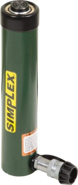 TK Simplex - 10-3/8" Stroke, 15 Ton Portable Hydraulic Single Acting Cylinder - 3.14 Sq In Effective Area, 31.4 Cu In Oil Capacity, 14.69 to 25.07" High, 1.63" Cyl Bore Diam, 2" Plunger Diam, 10,000 Max psi - Makers Industrial Supply