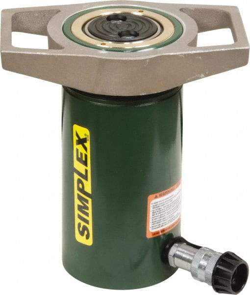 TK Simplex - 10-1/4" Stroke, 100 Ton Portable Hydraulic Single Acting Cylinder - 20.63 Sq In Effective Area, 212 Cu In Oil Capacity, 17.69 to 27.94" High, 4.13" Cyl Bore Diam, 5-1/8" Plunger Diam, 10,000 Max psi - Makers Industrial Supply