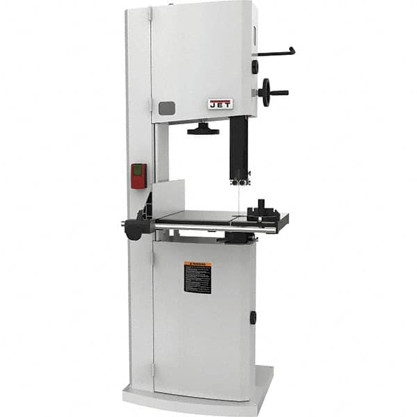 Jet - 14-1/8" Throat Capacity, Step Pulley Vertical Bandsaw - 3,100 SFPM, 3 hp, Single Phase - Makers Industrial Supply