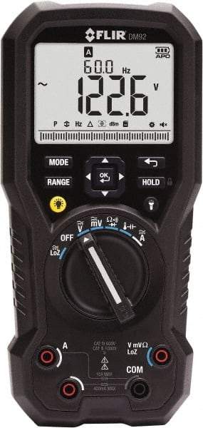 FLIR - DM92, CAT IV, 1,000 VAC/VDC, Digital Multimeter - 40 mOhm, Measures Voltage, Capacitance, Current, Frequency, Resistance, Temperature - Makers Industrial Supply