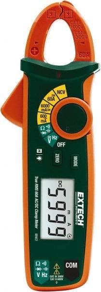 Extech - MA63, CAT III, Digital True RMS Clamp Meter with 0.7" Clamp On Jaws - 600 VAC/VDC, 60 AC/DC Amps, Measures Voltage, Capacitance, Continuity, Current, Frequency, Resistance - Makers Industrial Supply