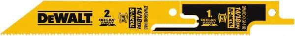 DeWALT - 6" Long x 1" Thick, Bi-Metal Reciprocating Saw Blade - Straight Profile, 14 to 18 TPI, Toothed Edge, Tang Shank - Makers Industrial Supply