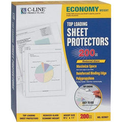 C-LINE - 200 Piece Clear Sheet Protectors-Ring Binder - 11" High x 8-1/2" Wide - Makers Industrial Supply