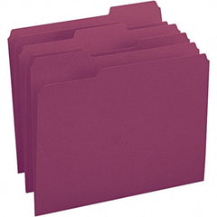 SMEAD - 11-5/8 x 9-1/2", Letter Size, Maroon, File Folders with Top Tab - 11 Point Stock, Assorted Tab Cut Location - Makers Industrial Supply