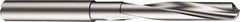 Sandvik Coromant - 6.3mm 130° Spiral Flute Solid Carbide Screw Machine Drill Bit - Uncoated, Right Hand Cut, 1.3386" Flute Length, 3.1102" OAL, Split Point, Straight Shank, Through Coolant - Makers Industrial Supply