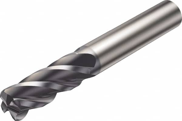 Sandvik Coromant - 3/8", 7/8" LOC, 3/8" Shank Diam, 2-1/2" OAL, 4 Flute, Solid Carbide Square End Mill - Single End, AlCrN Finish, Spiral Flute, 42° Helix, Right Hand Cut, Right Hand Flute, Series CoroMill Plura - Makers Industrial Supply