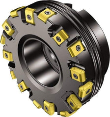 Sandvik Coromant - 101.6mm Cut Diam, 38.1mm Arbor Hole, 0.9mm Max Depth of Cut, 25° Indexable Chamfer & Angle Face Mill - 6 Inserts, 425N-1707 Insert, 425N-1707 Cut, Series CoroMill 425 - Makers Industrial Supply