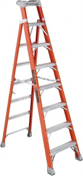 Louisville - 7 Steps, 8' High, Type IA Rating, Fiberglass Step Ladder - Makers Industrial Supply