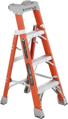 Louisville - 3 Steps, 4' High, Type IA Rating, Fiberglass Step Ladder - 300 Lb Capacity, 20-1/4" Base Width - Makers Industrial Supply