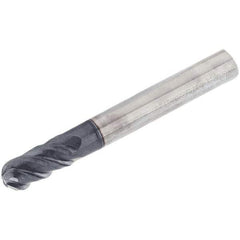 Iscar - 6mm Diam, 12mm LOC, 4 Flute Solid Carbide Ball End Mill - TiAlN Finish, Single End, 57mm OAL, 6mm Shank Diam, Spiral Flute - Makers Industrial Supply