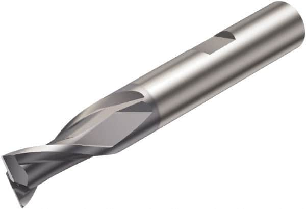 Sandvik Coromant - 2mm, 6.5mm LOC, 6mm Shank Diam, 57mm OAL, 2 Flute, Solid Carbide Square End Mill - AlCrN Finish, 30° Helix, Centercutting, Right Hand Cut, Right Hand Flute, Series CoroMill Plura - Makers Industrial Supply