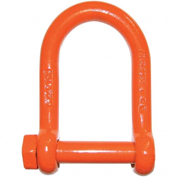 Chain Shackle: Screw Pin Orange Powder Coat Finish, Alloy Steel